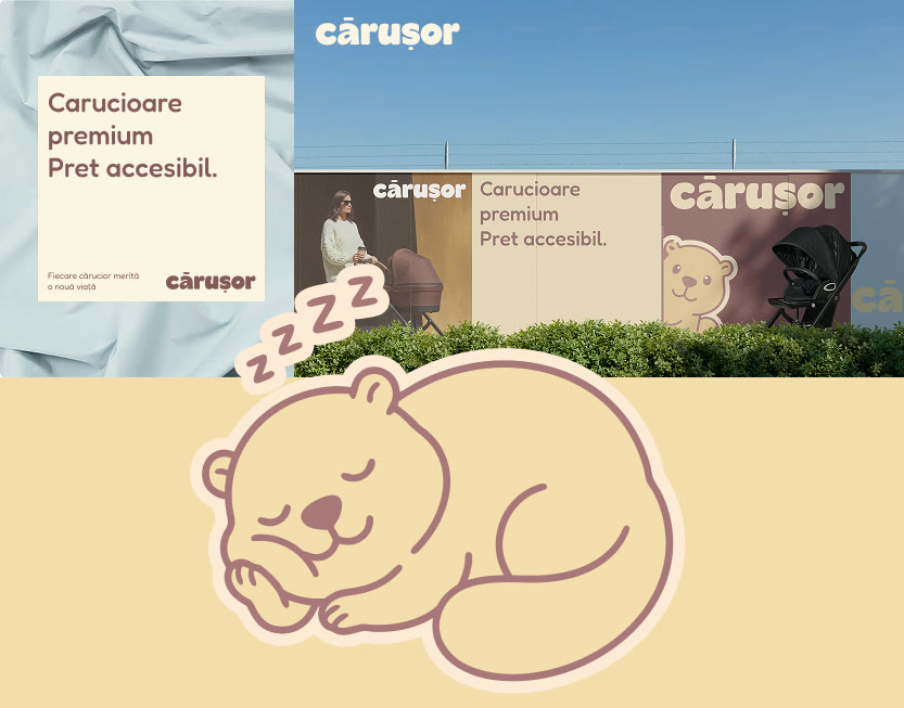 Afișe, billboard cu mascotă și ursulețul care doarme