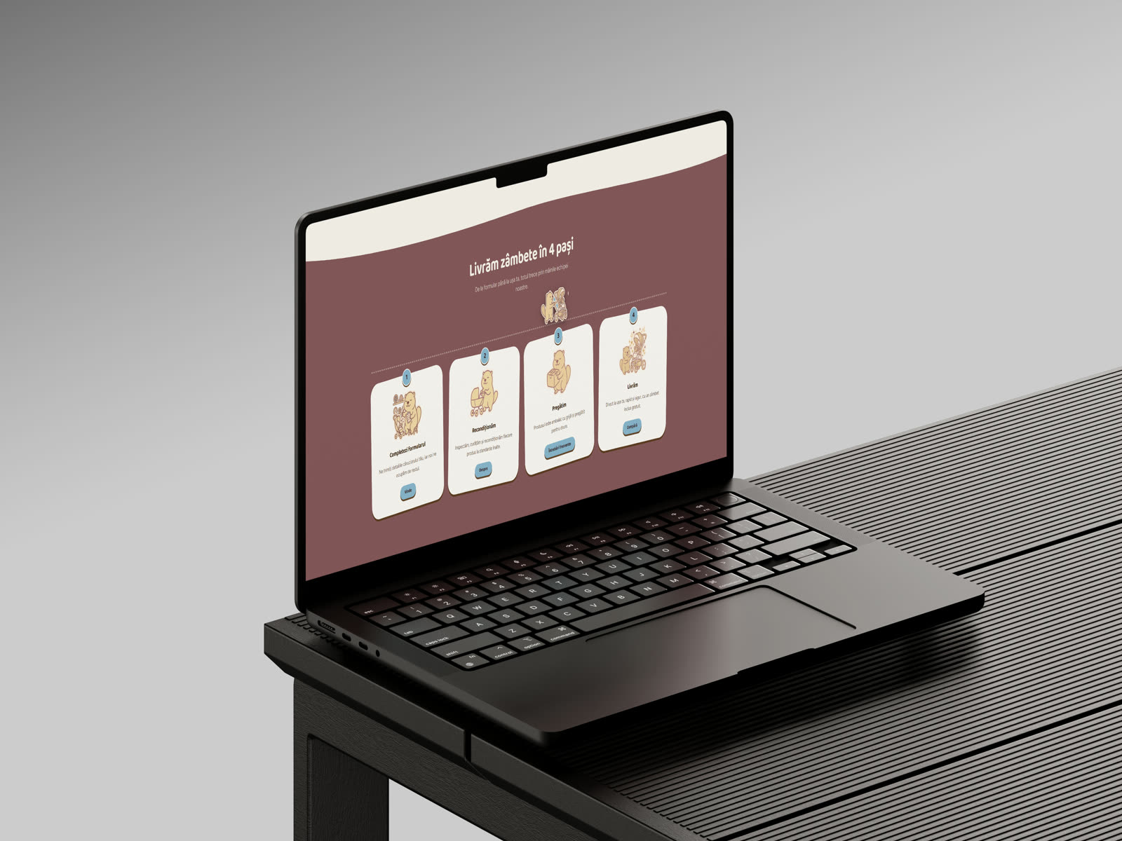 Site-ul Cărușor pe laptop: livrare în 4 pași