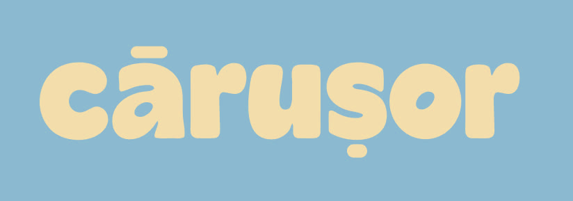 Wordmark-ul cărușor pe albastru