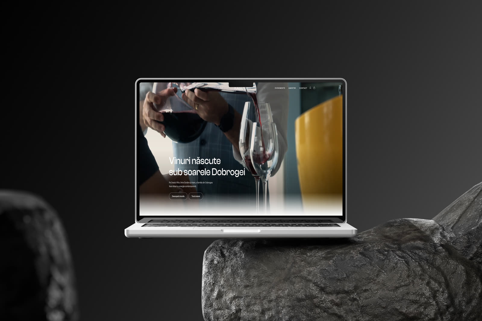 Site-ul Crama Rasova pe laptop